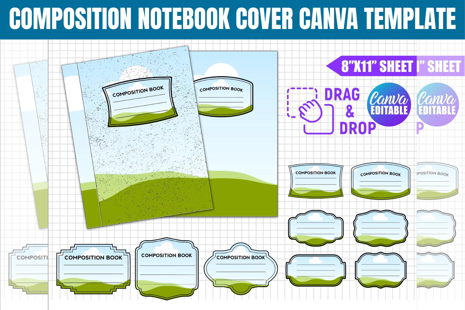 Composition Notebook Cover Canva Templat