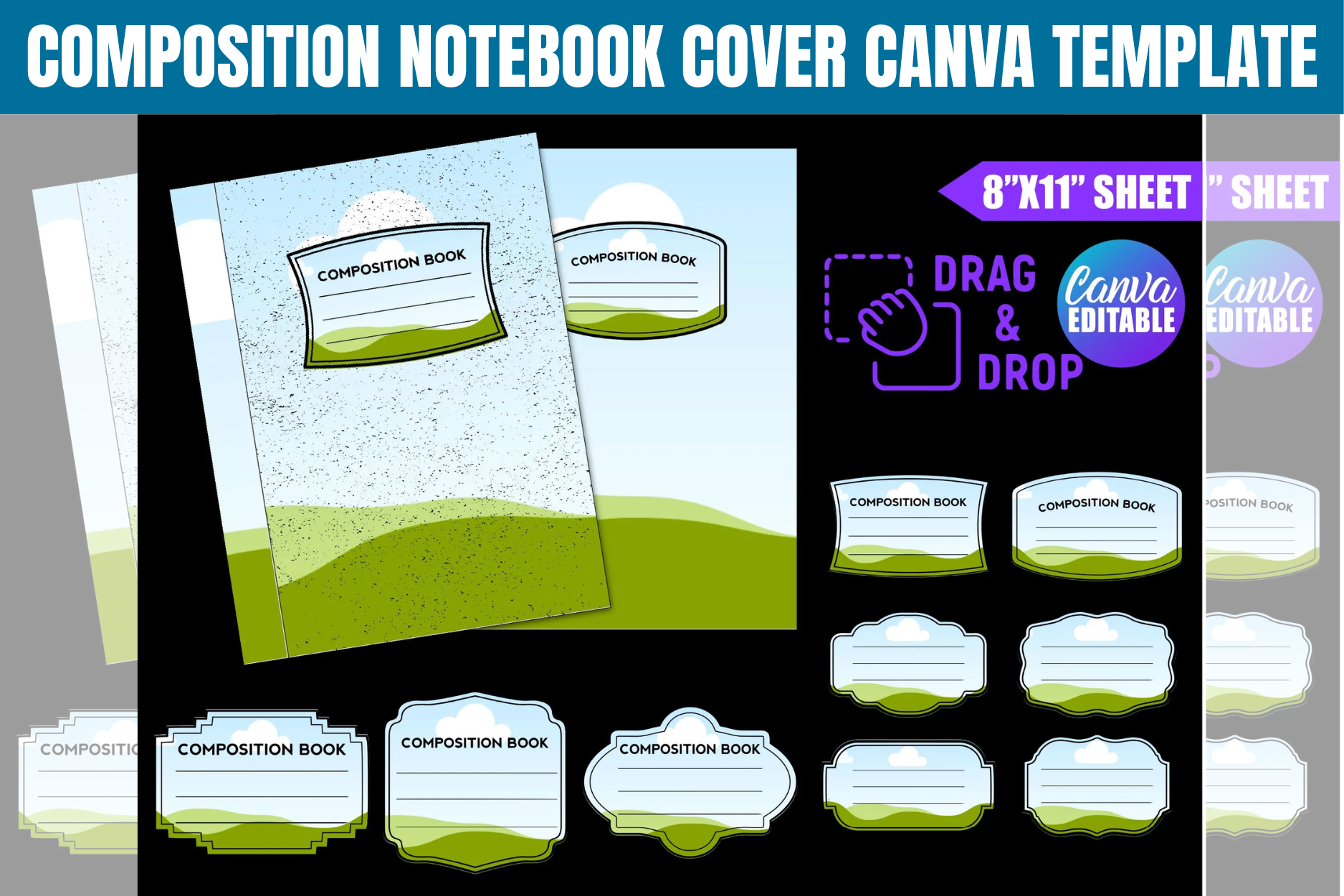 Composition Notebook Cover Template Graphic by Gfx Shaown · Creative ...