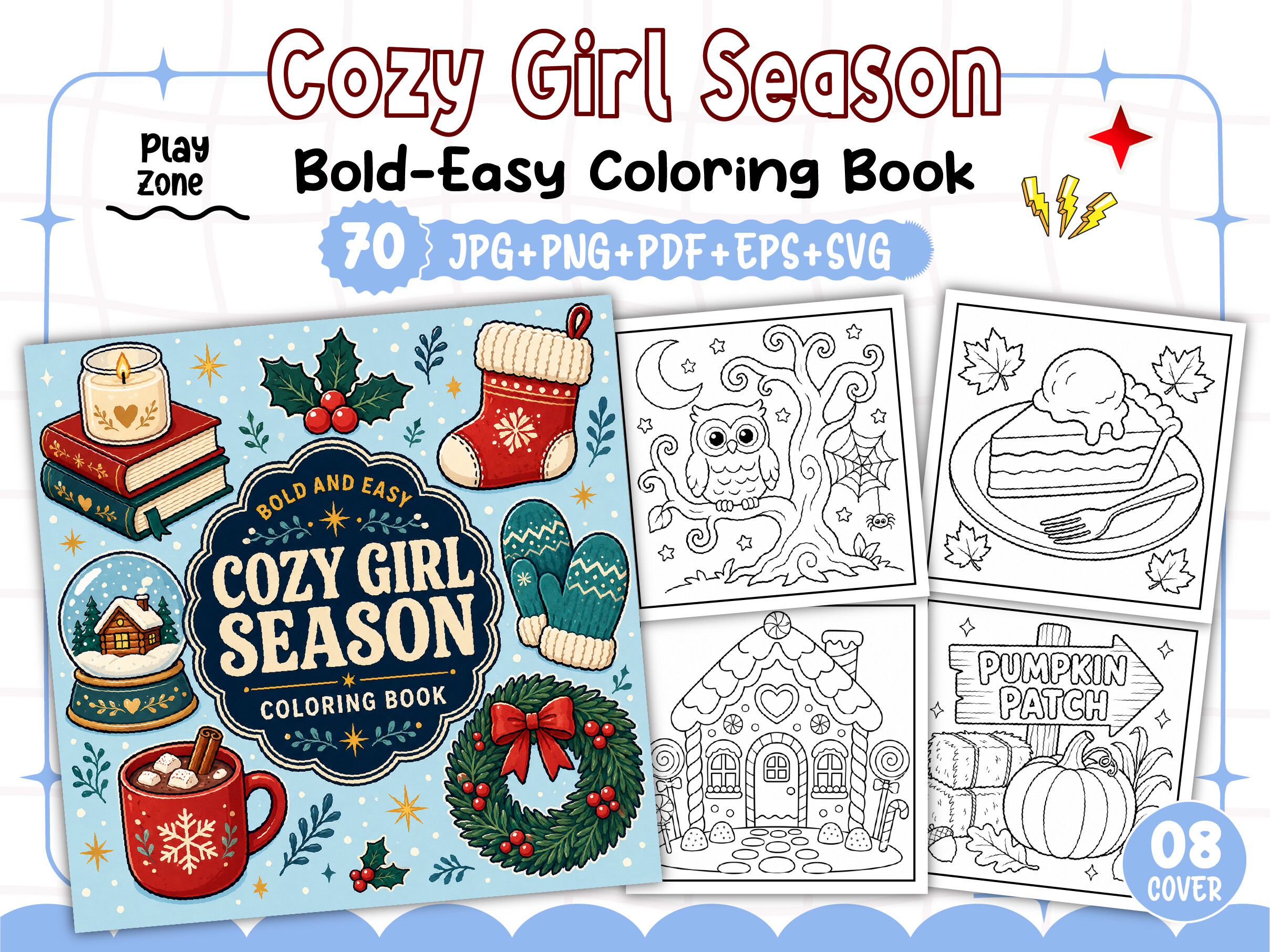 Cozy Girl Season Coloring Book Bold Easy
