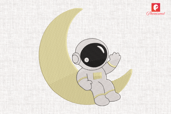 Cute Astronaut Crescent Moon