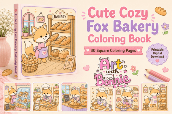 Cute Fox Bakery Coloring Pages for Kids