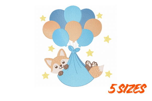 Cute Fox Balloon Embroidery Design File