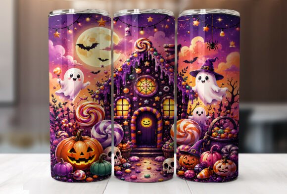 Cute Ghost Candy Halloween Tumbler Wrap