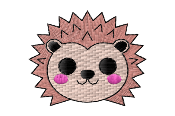 Cute Hedgehog Face Embroidery Design