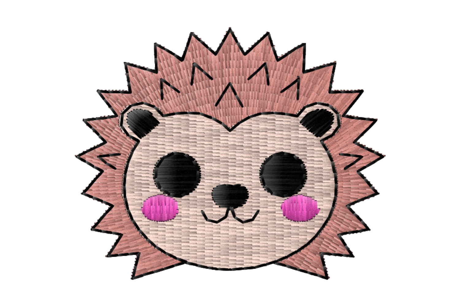 Cute Hedgehog Face Embroidery Design