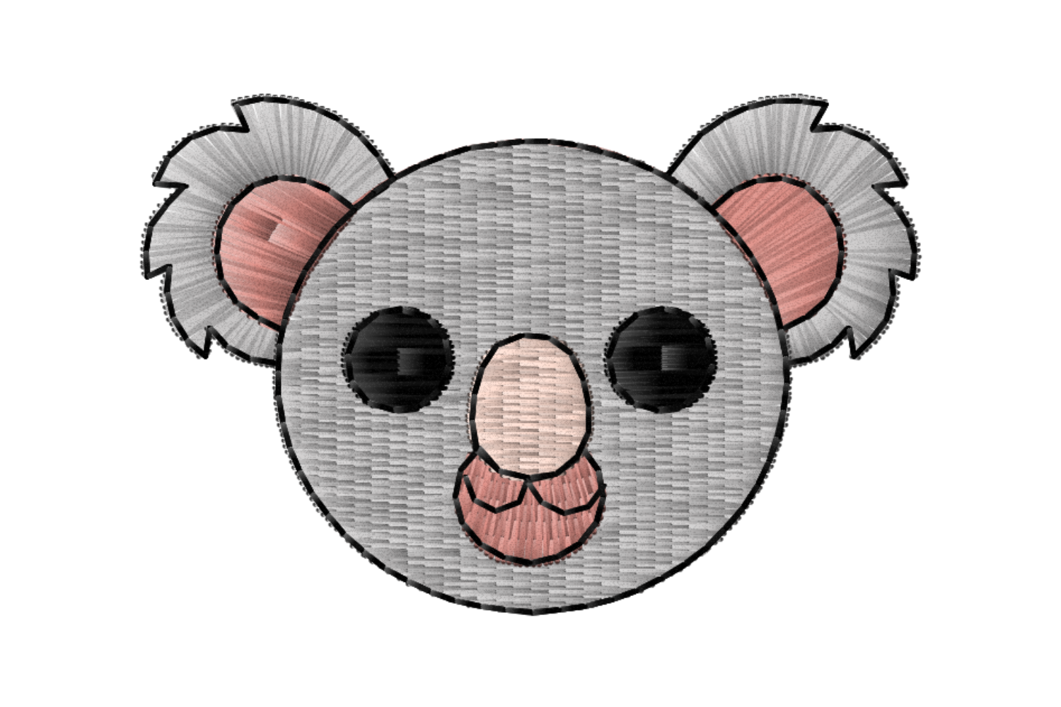 Cute Koala Face Embroidery Design