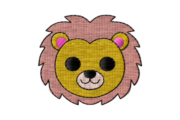 Cute Lion Face Embroidery Design