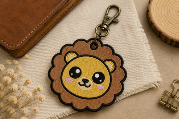 Cute Lion Keychain Embroidery Design