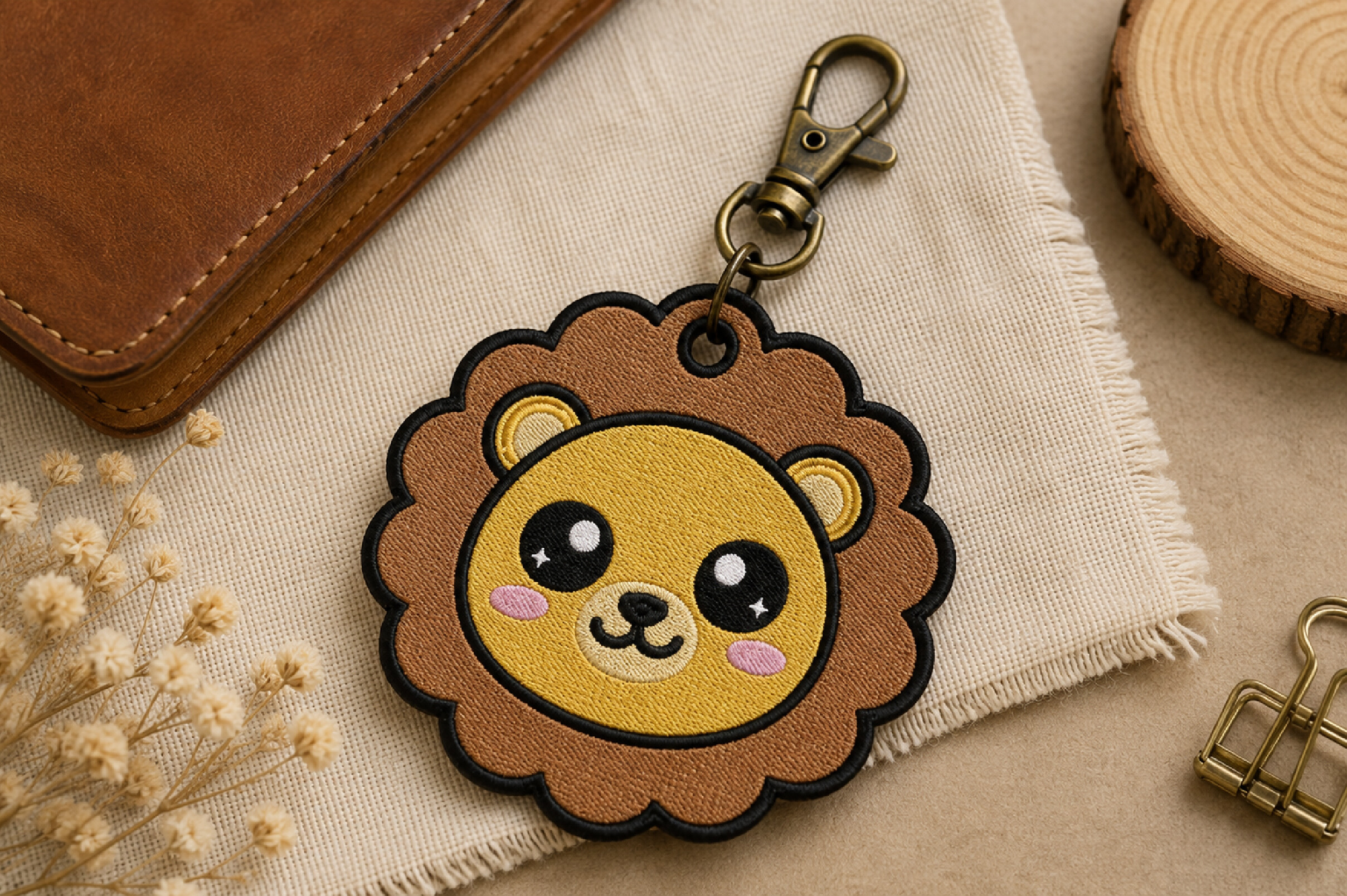 Cute Lion Keychain Embroidery Design
