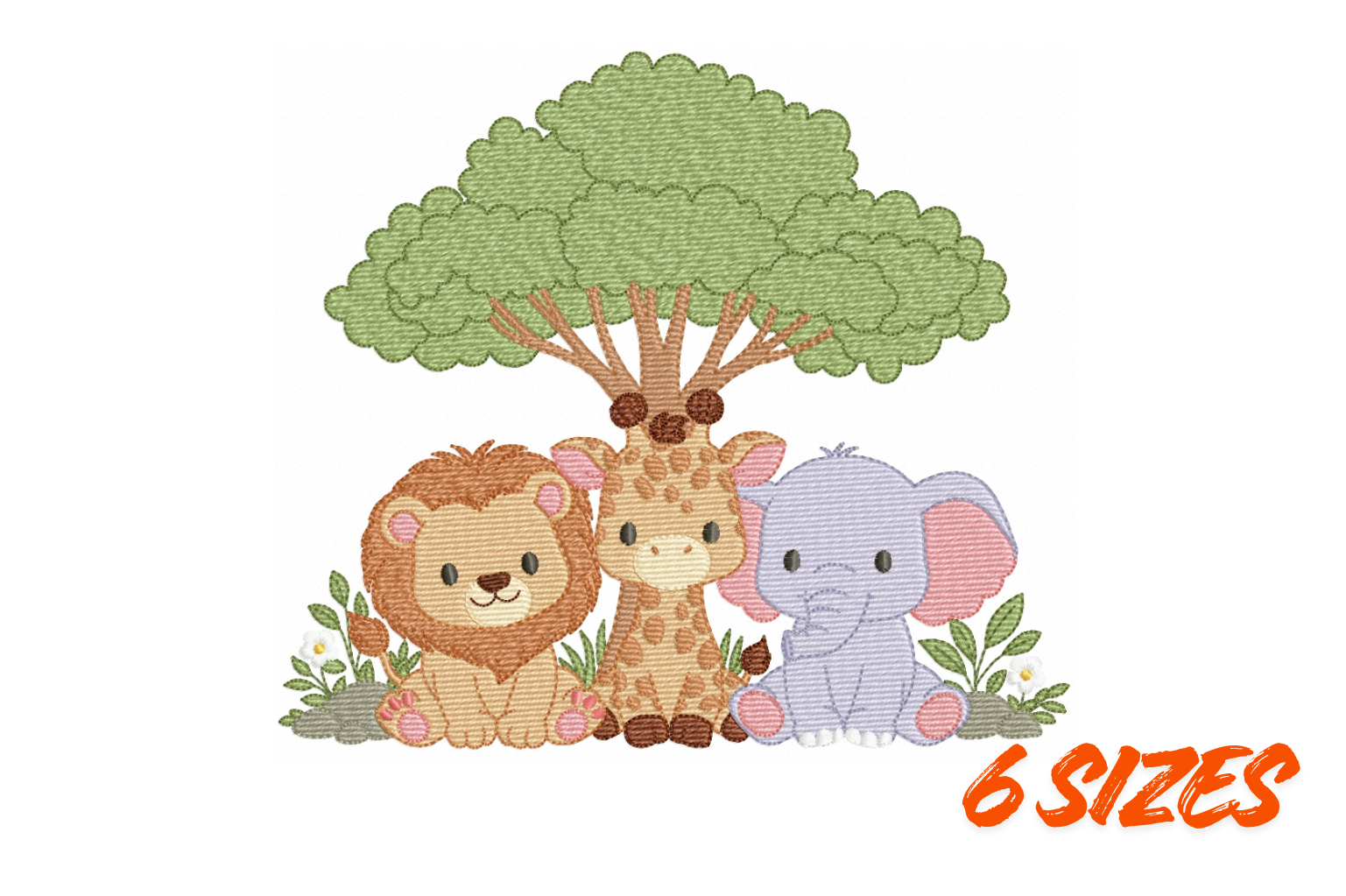 Cute Safari Friends Embroidery Design