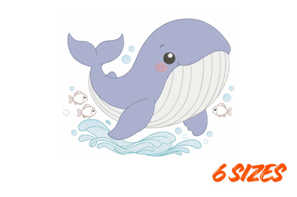Cute Whale Embroidery Design Pattern