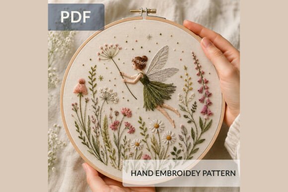 Fairy Hand Embroidery Pattern PDF, Woodl