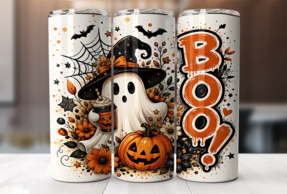 Ghost Boo Halloween 20 Oz Tumbler Wrap