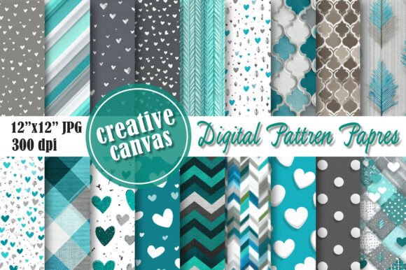 Gray & Teal Seamless Digital Paper
