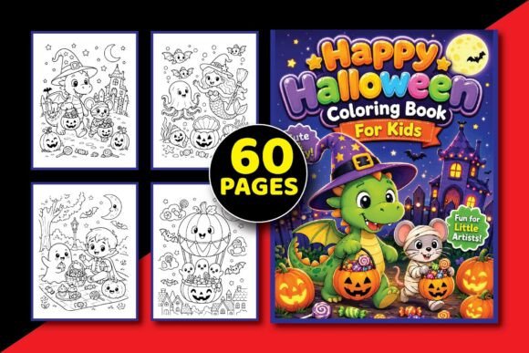 Happy Halloween Coloring Book for Kids: 60 Unique Pages + 6 Covers | Bold & Easy for Toddlers