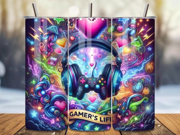Headphone Video Game Gamer Tumbler Wrap