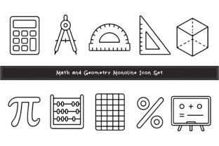 Math Geometry Monoline Icon Set Graphic by sipanji figuree · Creative ...