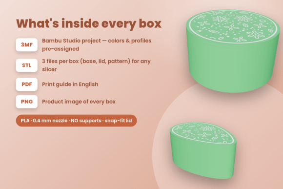 Meadow Flower Boxes with Lids - 32 STL Files for 3D Printing - Image 4