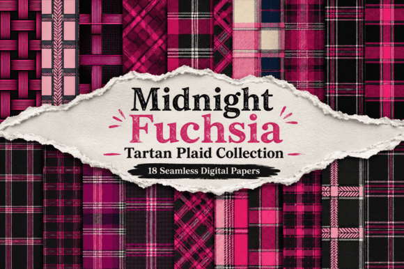 Midnight Fuchsia Tartan Plaid Collection