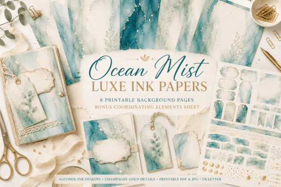 Ocean Mist Luxe Ink Papers Backgrounds