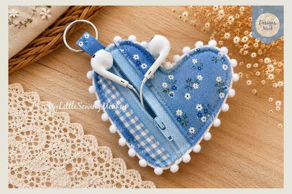 PDF Sewing Pattern, Heart Shaped Purse