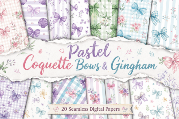 Pastel Coquette Bows & Gingham - Pattern