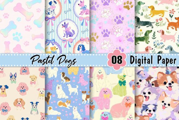 Pastel Dogs Digital Paper
