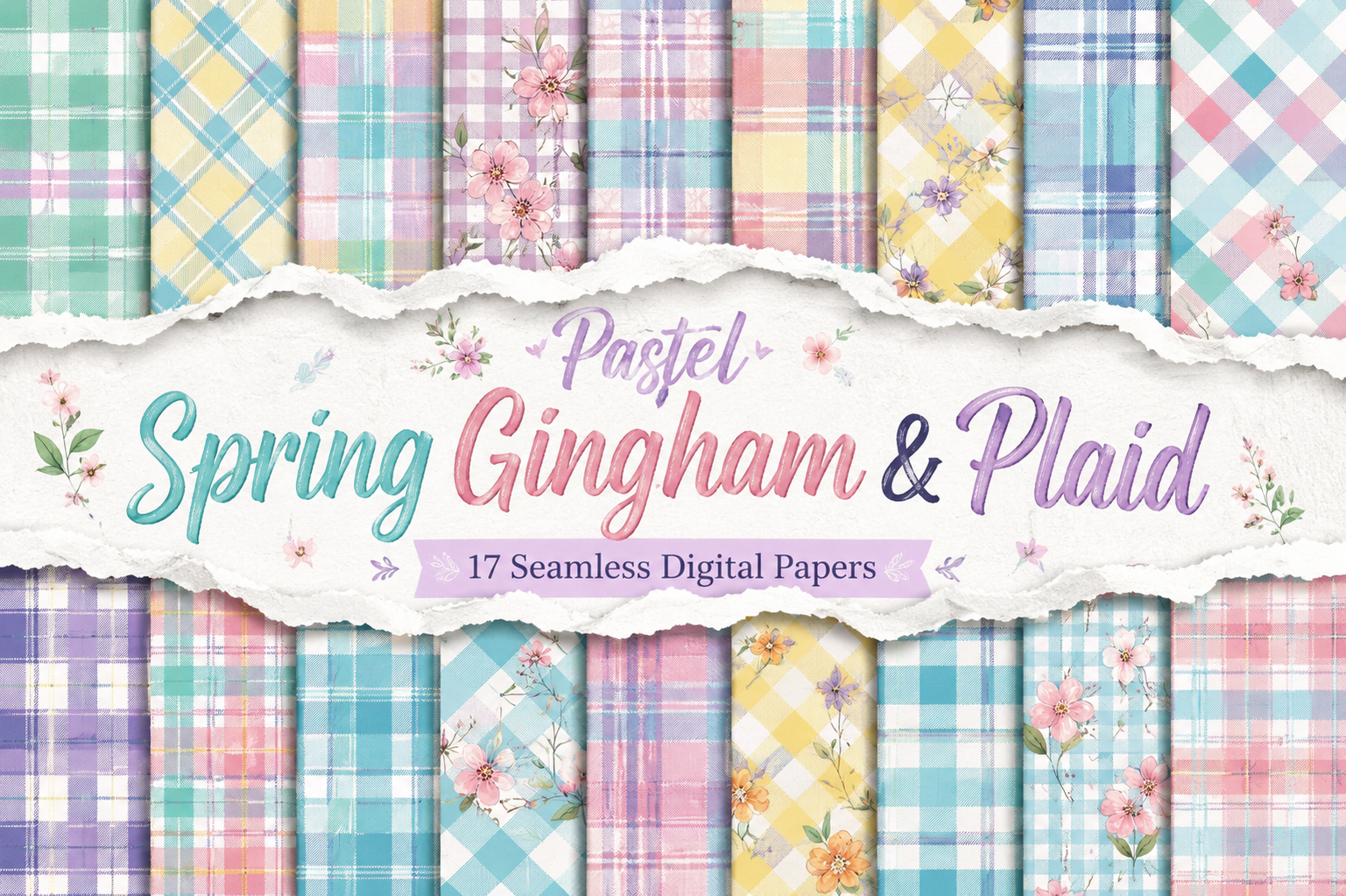Pastel Spring Gingham & Plaid Digital