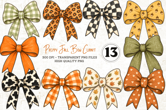 Preppy Fall Bow Clipart PNG