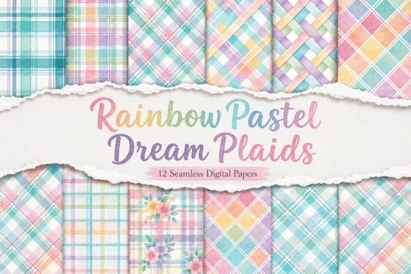 Rainbow Pastel Dream Plaids – Digital