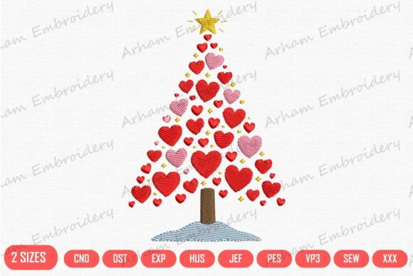 Romantic Heart Christmas Tree