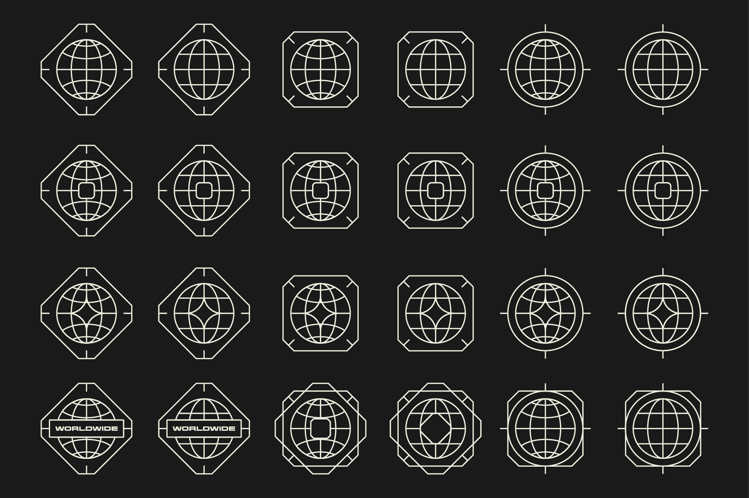 Set of Globe Symbol Shape Element Design