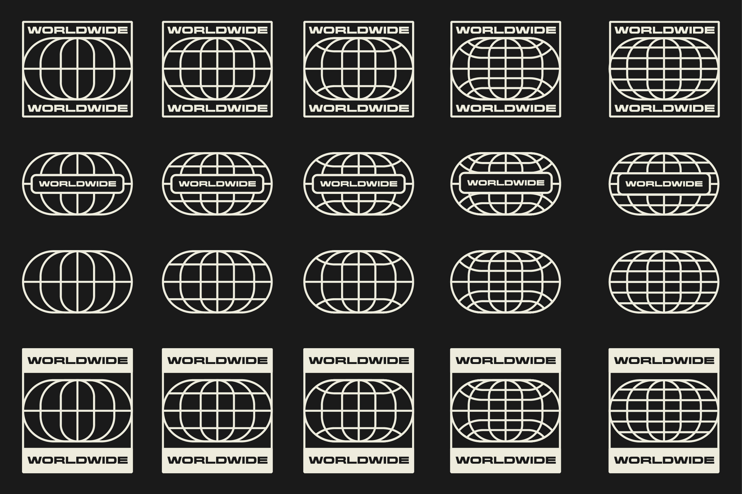 Set of Globe Symbol Shape Element Design