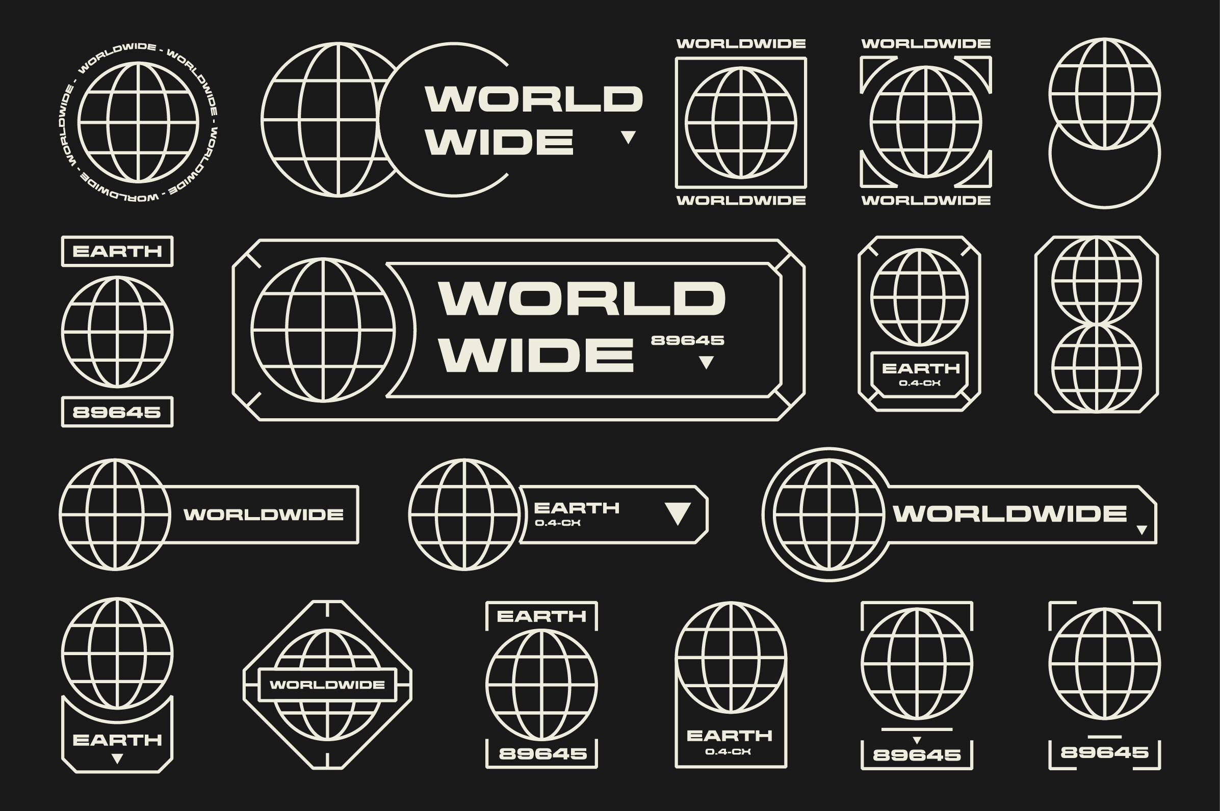 Set of Globe Symbol Shape Element Design
