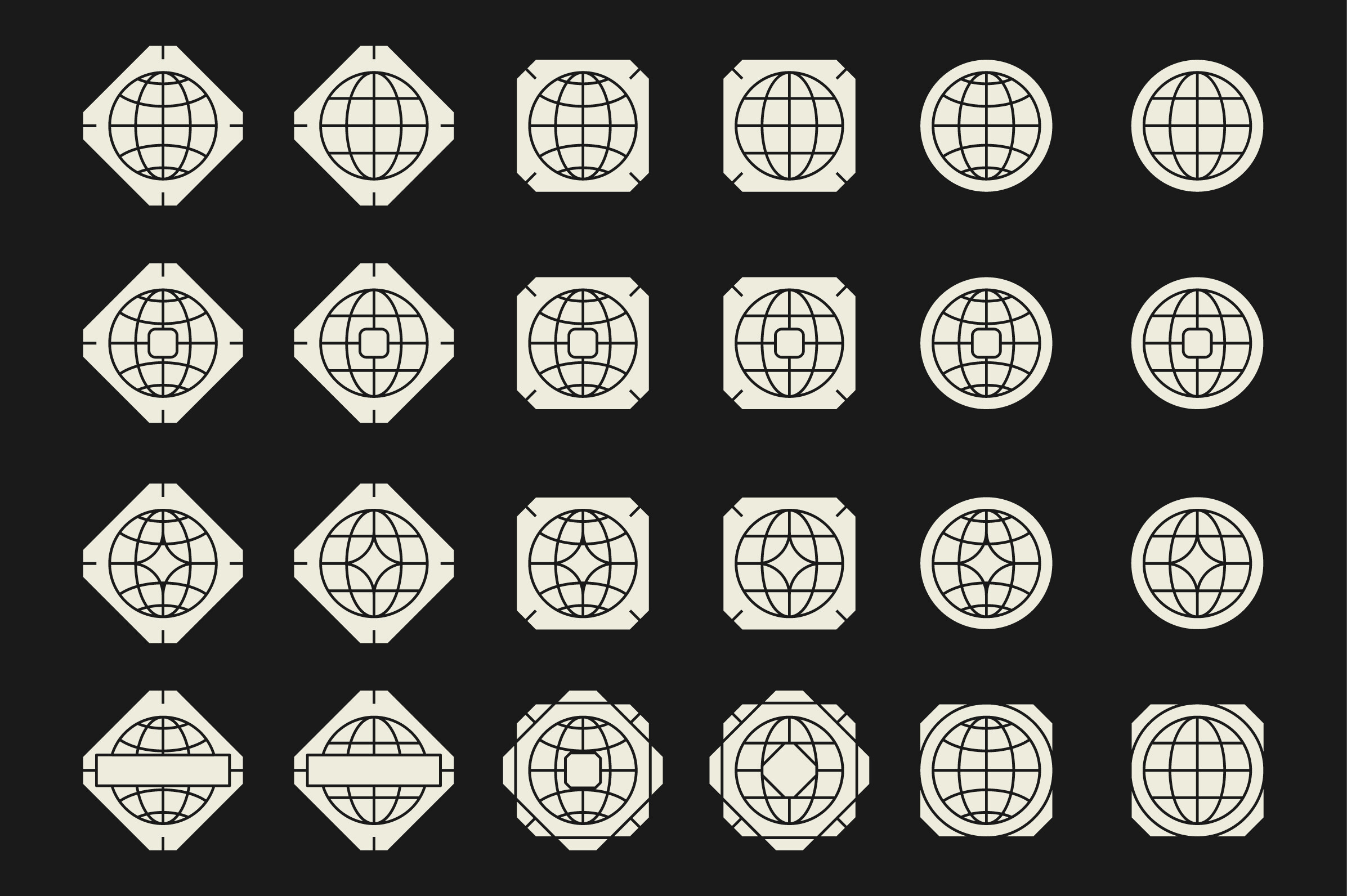 Set of Globe Symbol Shape Element Design