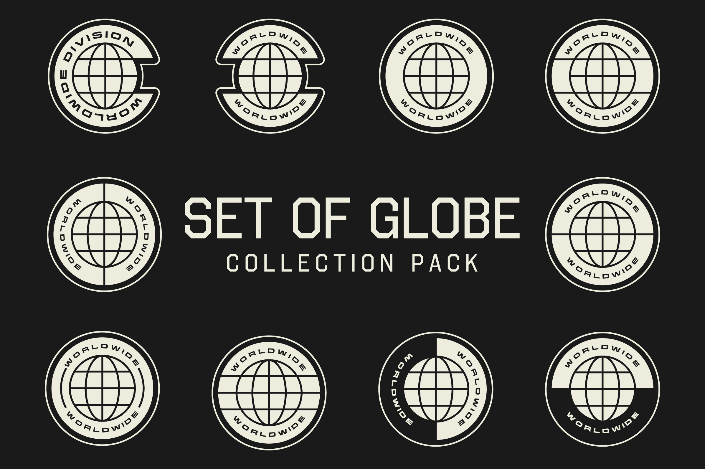 Set of Globe Symbol Shape Element Design