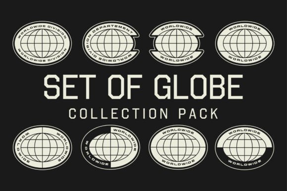 Set of Globe Symbol Shape Element Design