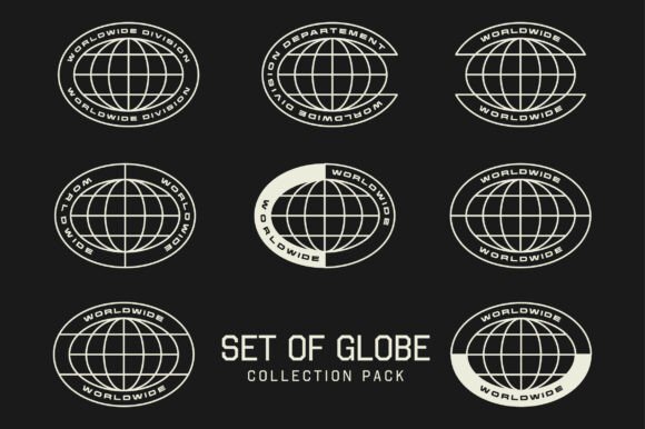 Set of Globe Symbol Shape Element Design