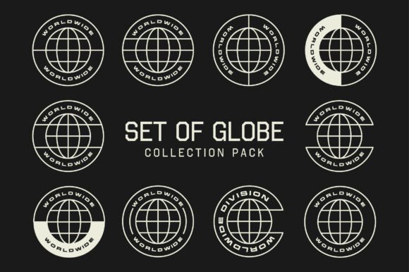 Set of Globe Symbol Shape Element Design