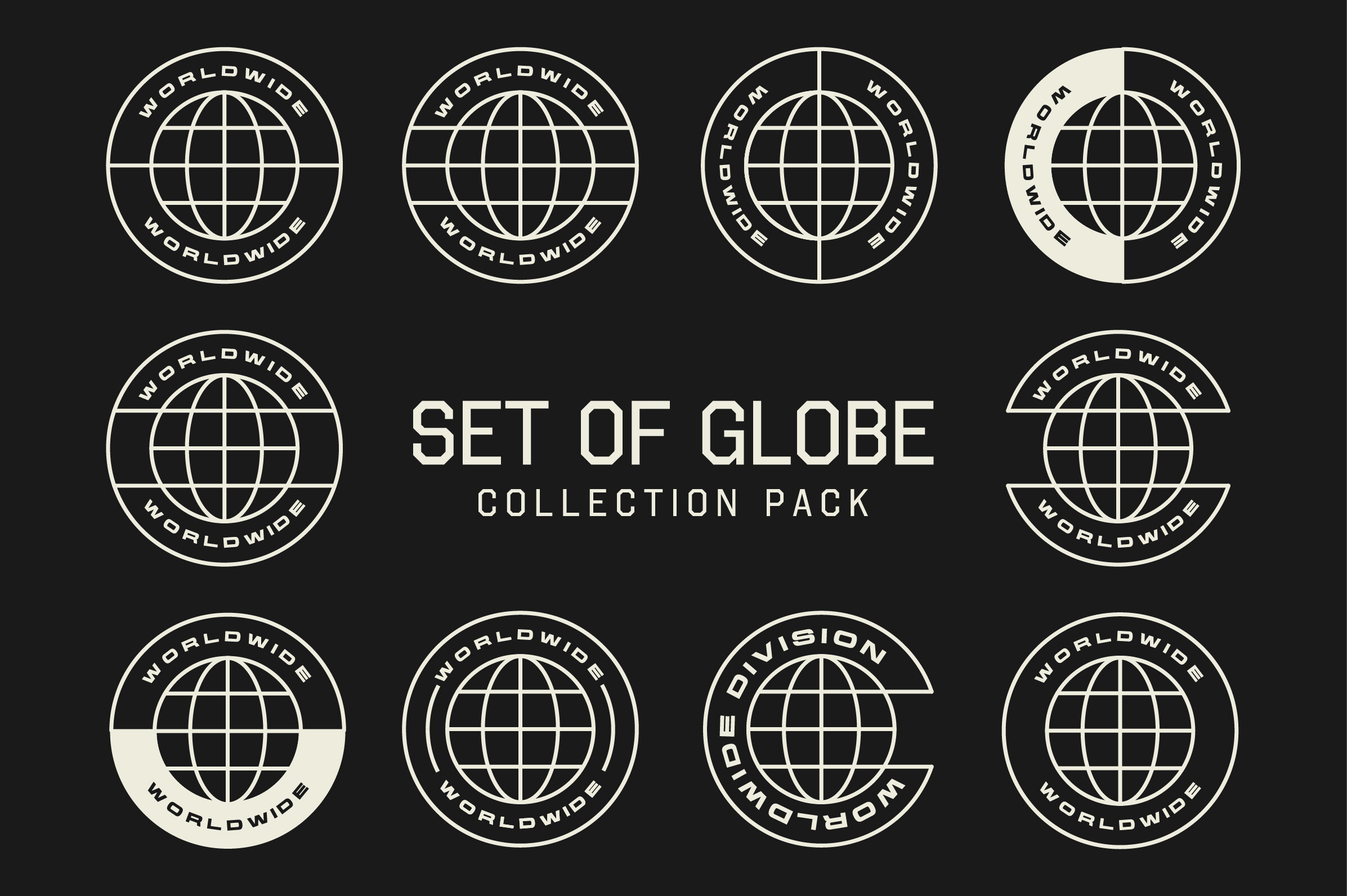 Set of Globe Symbol Shape Element Design