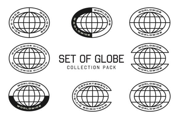 Set of Globe Symbol Shape Element Design