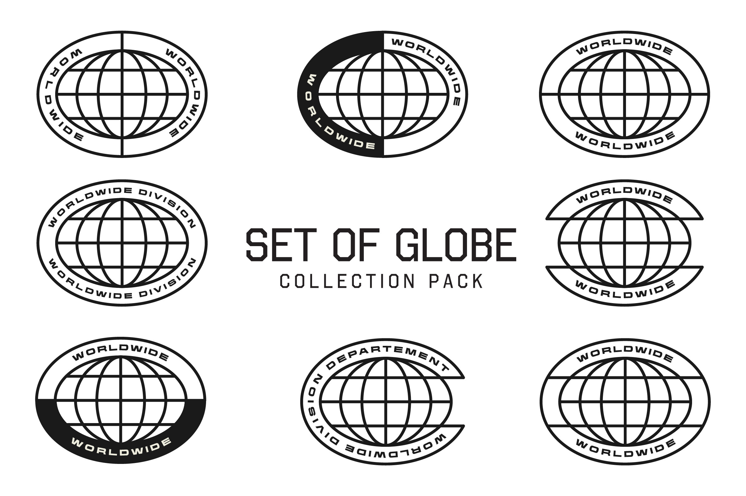 Set of Globe Symbol Shape Element Design