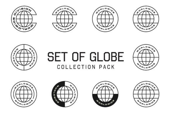 Set of Globe Symbol Shape Element Design