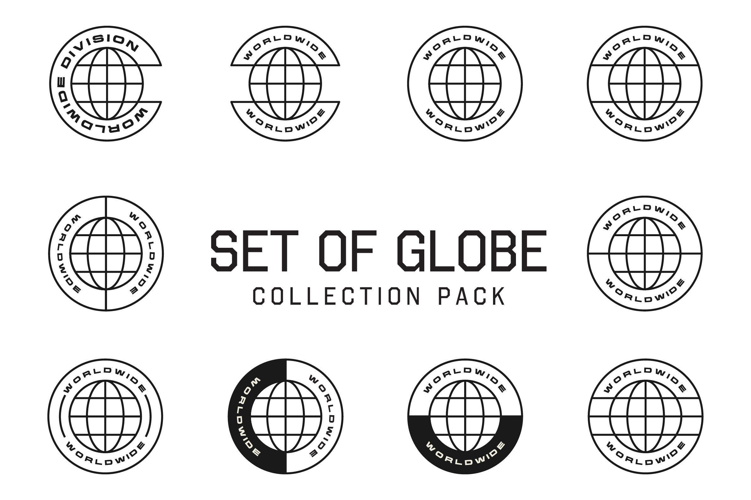 Set of Globe Symbol Shape Element Design