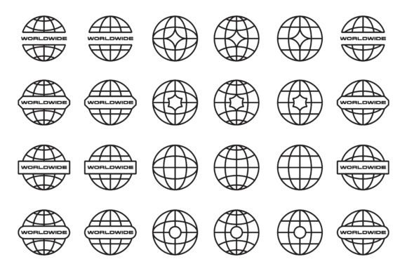Set of Globe Symbol Shape Element Design