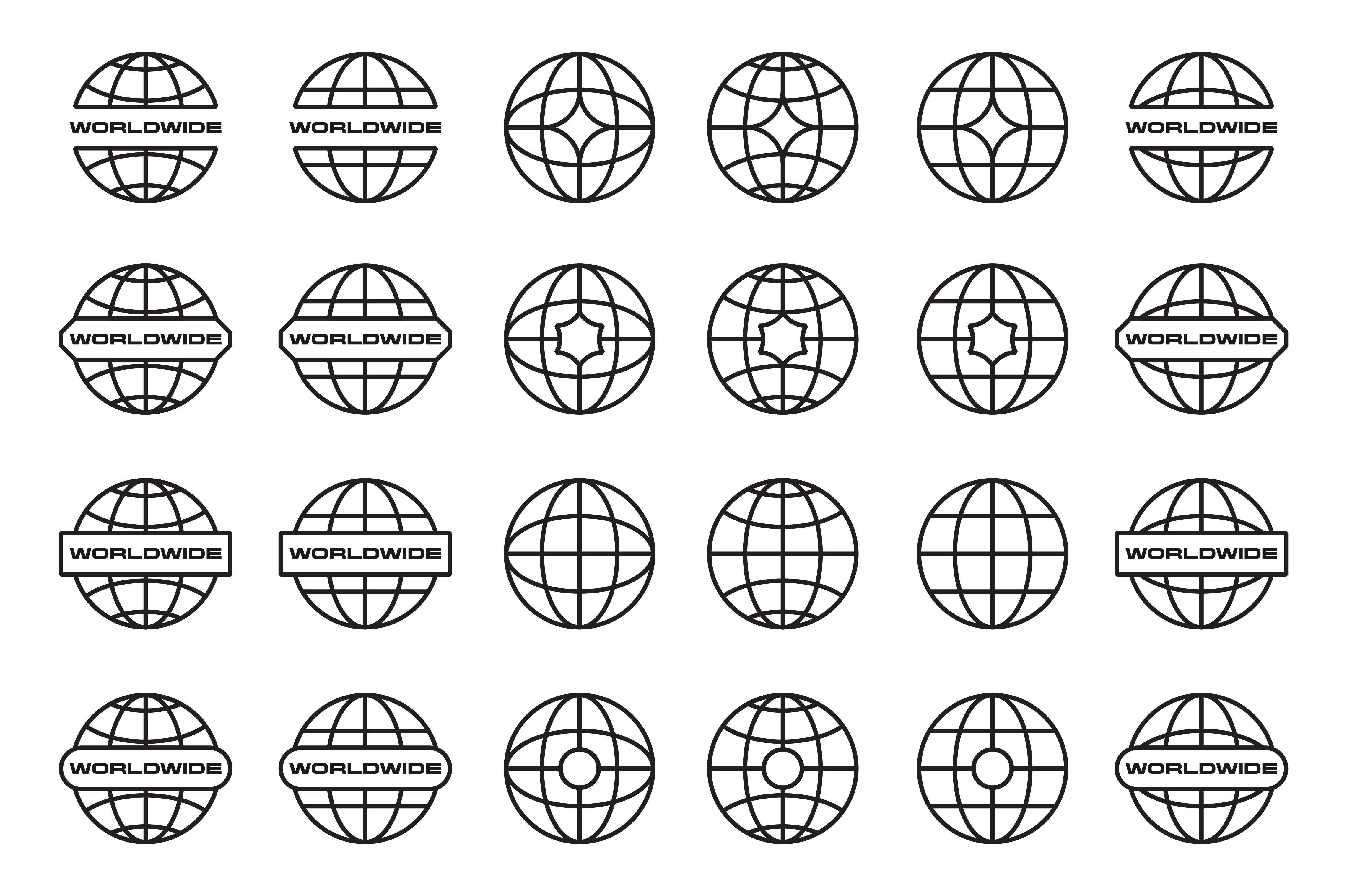 Set of Globe Symbol Shape Element Design
