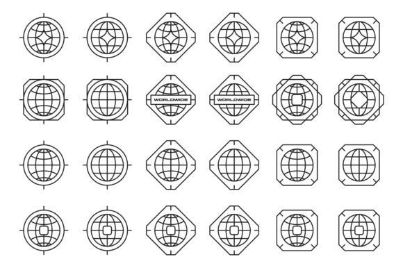 Set of Globe Symbol Shape Element Design