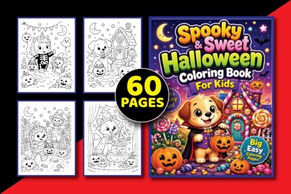Spooky & Sweet Halloween Coloring Book: 60 Cute Pages + 6 Premium Covers | Ages 3-8 | AI & PDF