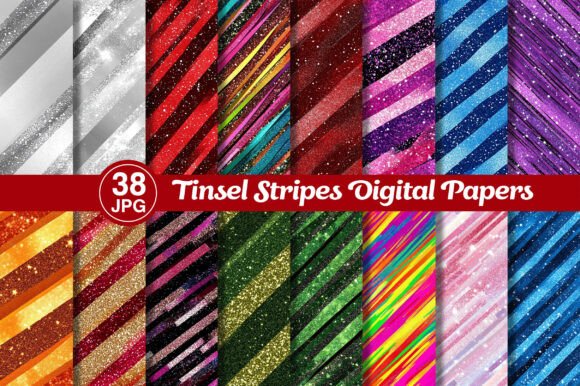 Tinsel Stripes Digital Papers