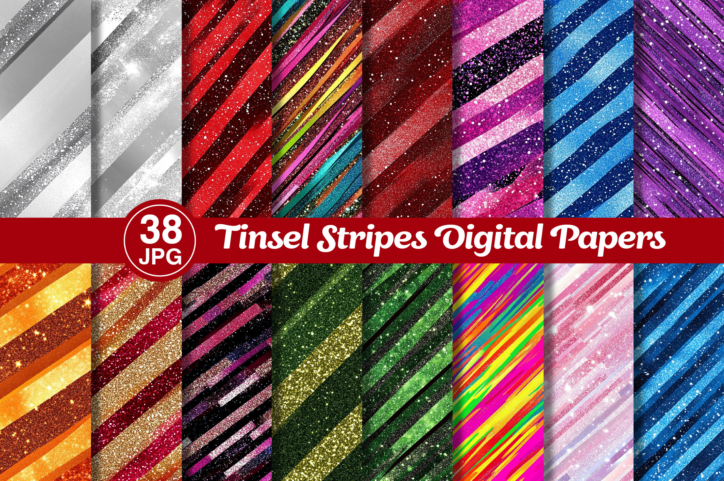 Tinsel Stripes Digital Papers